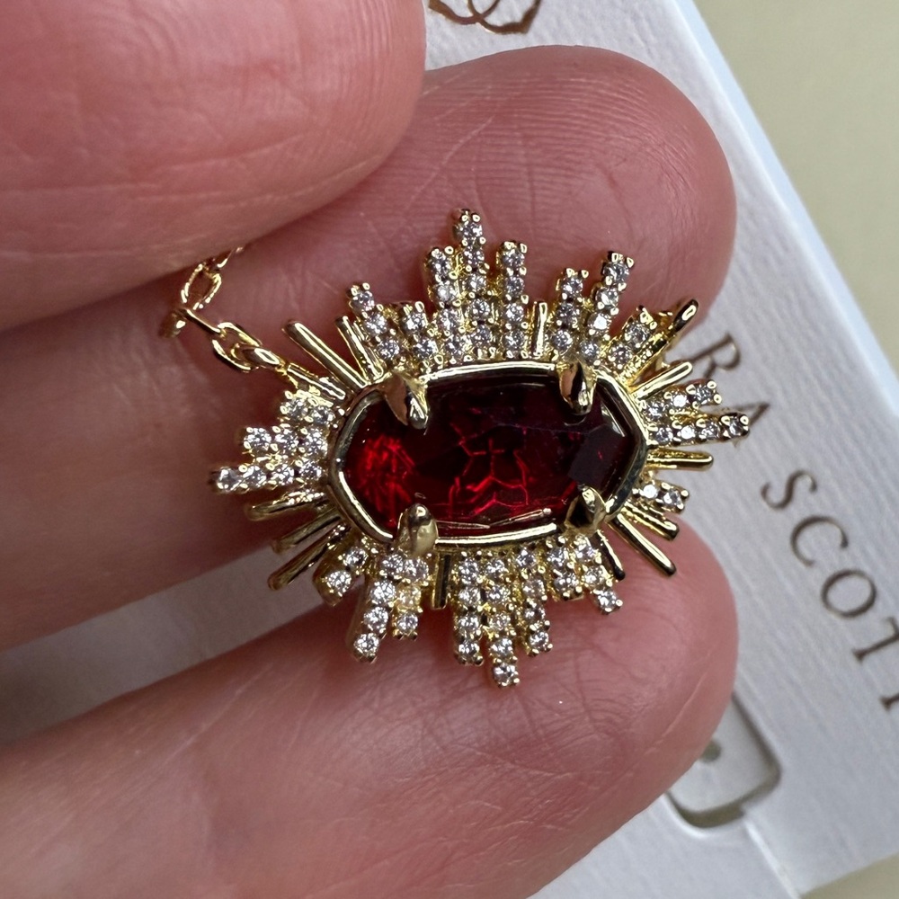 Kendra Scott Gold Red Necklace with Dainty Chain